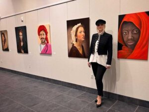 Renata Bosnjak at her “Portraits of Life” exhibition at the Summerlin Library. Photo courtesy of Renata Bosnjak